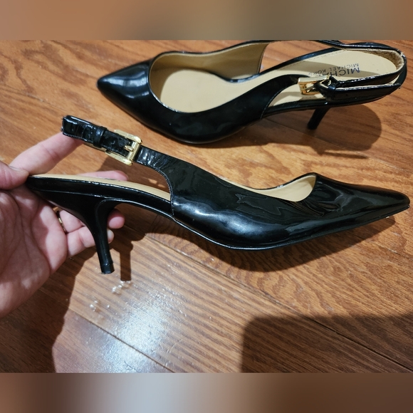 MICHAEL KORS Kelsey High Heel Pointed Toe Slingbacks Black Patent Leather Sz 7.5 - Picture 4 of 7